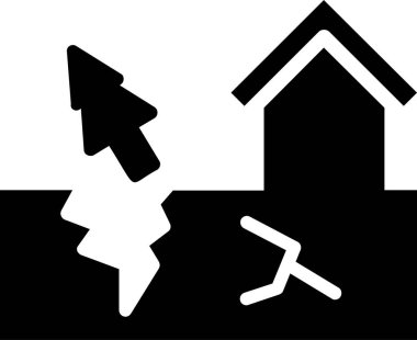 Earthquake Icon With Glyph Style, Global Warming Sign And Symbol Isolated On White Background