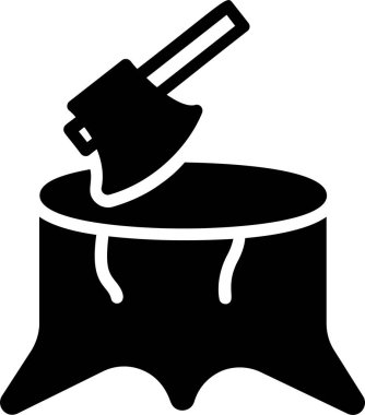 Deforestation Icon With Glyph Style, Global Warming Sign And Symbol Isolated On White Background