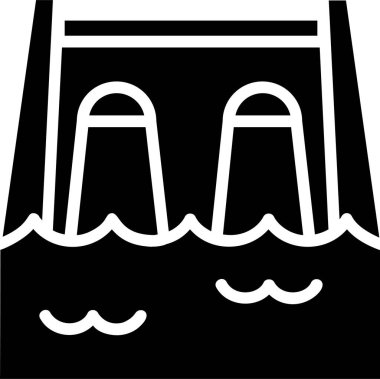 Dam Icon With Glyph Style, Global Warming Sign And Symbol Isolated On White Background