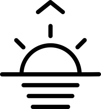 Sunrise Icon With Outline Style, Weather Sign And Symbol Isolated On White Background