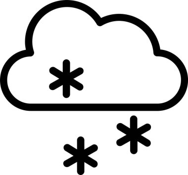 Snowy Cloud Icon With Outline Style, Weather Sign And Symbol Isolated On White Background