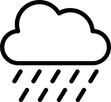Rainy Icon With Outline Style, Weather Sign And Symbol Isolated On White Background