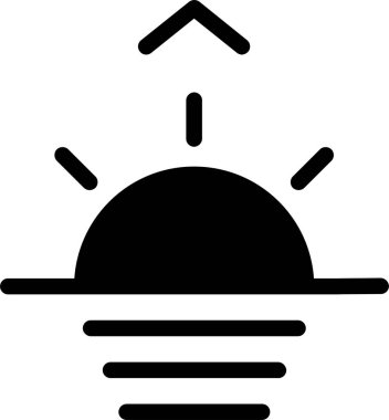 Sunrise Icon With Glyph Style, Weather Sign And Symbol Isolated On White Background