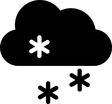 Snowy Icon With Glyph Style, Weather Sign And Symbol Isolated On White Background