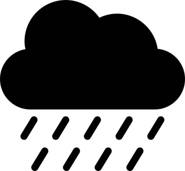 Rainy Icon With Glyph Style, Weather Sign And Symbol Isolated On White Background