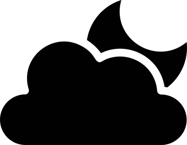 Cloudy Night Icon Glyph Style Weather Sign Symbol Isolated White — 스톡 벡터