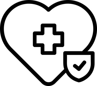Health Insurance Icon With Outline Style, Insurance Sign And Symbol Isolated On White Background