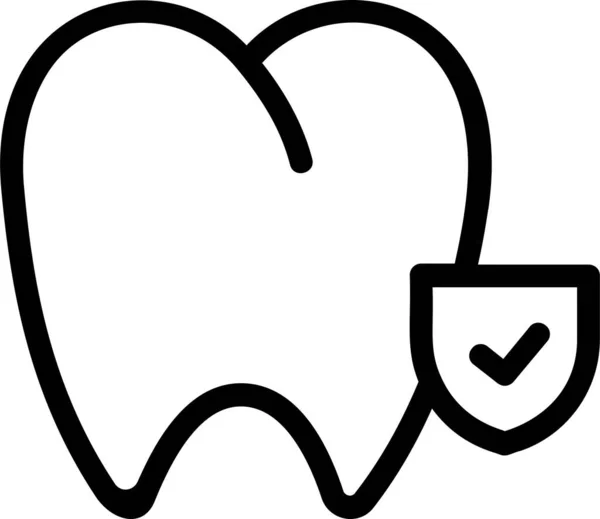Іконка Стоматологічного Страхування Контурним Стилем Страховим Знаком Символом Ізольовано Білому — стоковий вектор