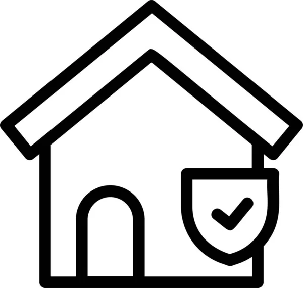 Building Insurance Icon Outline Style Insurance Sign Symbol Isolated White — Stok Vektör