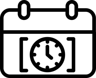 Deadline Icon With Outline Style, Time Management Sign And Symbol Isolated On White Background