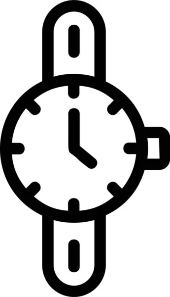 Watch Icon Outline Style Time Management Sign Symbol Isolated White — 스톡 벡터