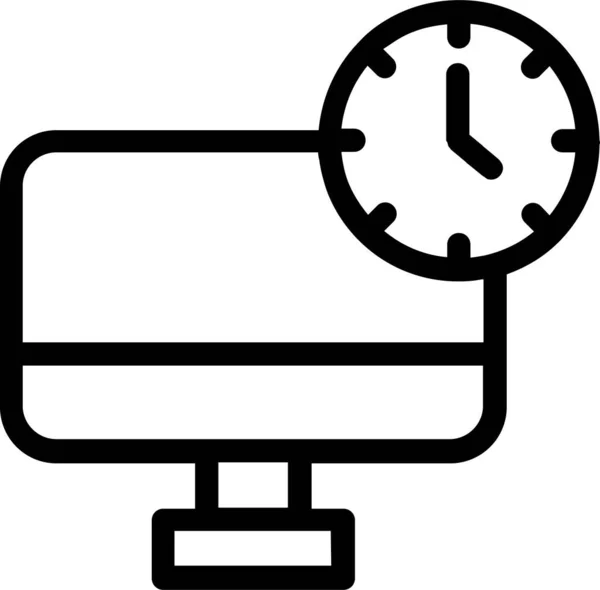 Time Desktop Icon Outline Style Time Management Sign Symbol Isolated — Stok Vektör