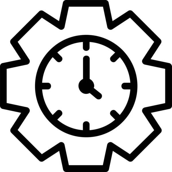 Setting Time Icon Outline Style Time Management Sign Symbol Isolated — Archivo Imágenes Vectoriales