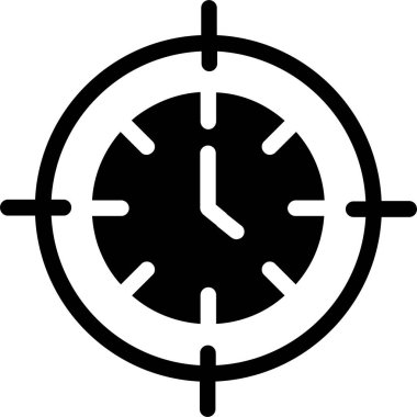 Time Focus Icon With Glyph Style, Time Management Sign And Symbol Isolated On White Background
