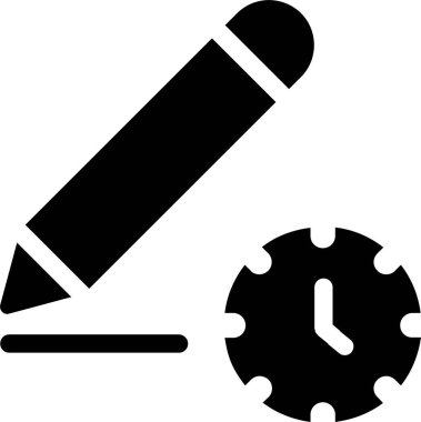 Copywriting Icon With Glyph Style, Time Management Sign And Symbol Isolated On White Background