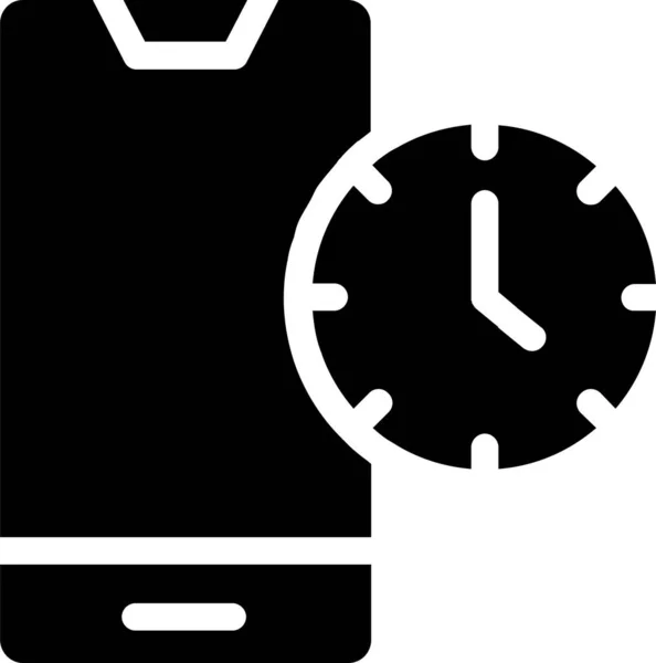 Mobile Time Icon Glyph Style Time Management Sign Symbol Isolated — Stock Vector