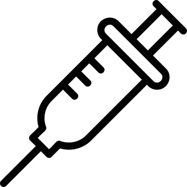 Syringe Icon Outline Style Medical Sign Symbol Isolated White Background — Stok Vektör