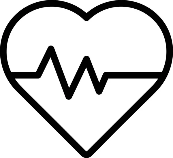 Heart Rate Icon Outline Style Medical Sign Symbol Isolated White — Stock Vector