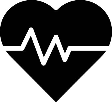 Heart Rate Icon With Glyph Style, Medical Sign And Symbol Isolated On White Background