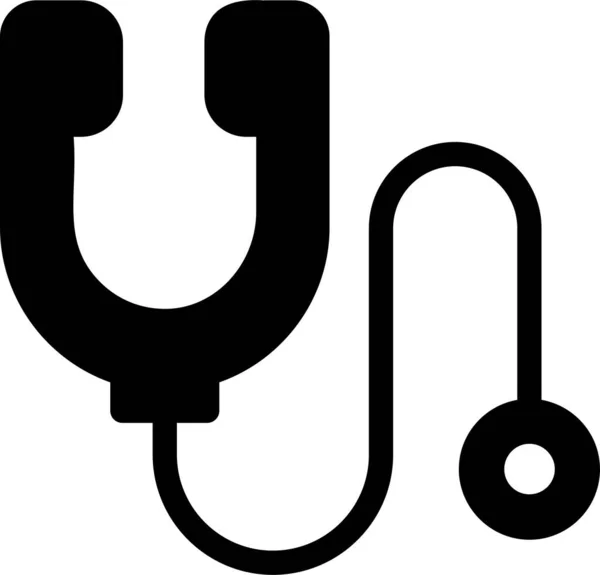 Stethoscope Icon Glyph Style Medical Sign Symbol Isolated White Background — Vettoriale Stock