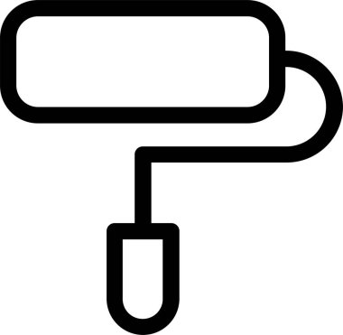 Paint Roller Icon With Outline Style, Building Construction Sign And Symbol Isolated On White Background