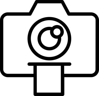 Camera Photo Icon With Outline Style, Entertainment Sign And Symbol Isolated On White Background