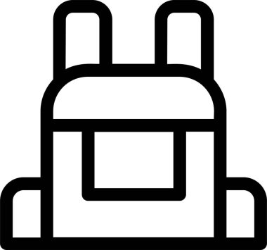 School Bag Icon With Outline Style, Kindergarten Sign And Symbol Isolated On White Background