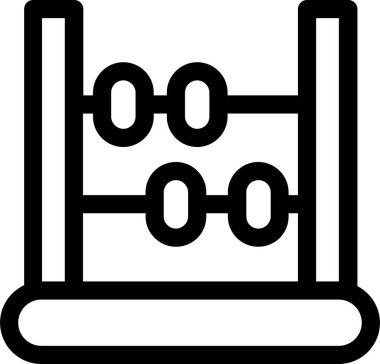 Abacus Icon With Outline Style, Kindergarten Sign And Symbol Isolated On White Background