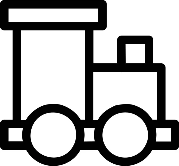 Toy Train Icon Outline Style Kindergarten Sign Symbol Isolated White — Archivo Imágenes Vectoriales