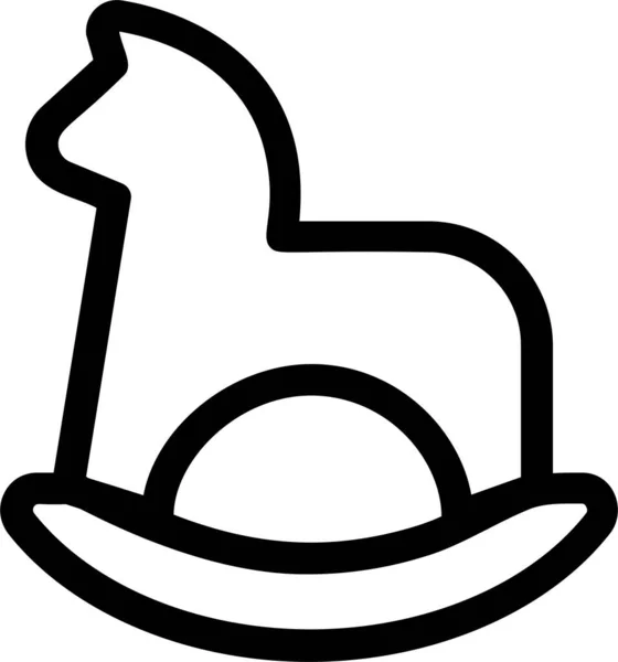 Rocking Horse Icon Outline Style Kindergarten Sign Symbol Isolated White — Image vectorielle