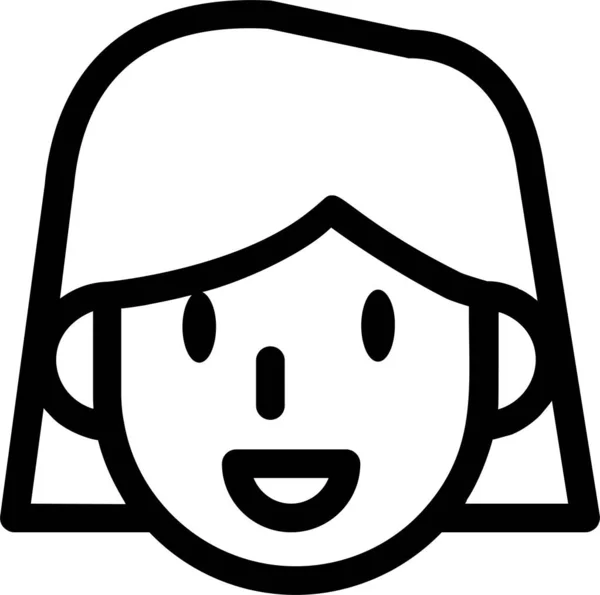 Girl Icon Outline Style Kindergarten Sign Symbol Isolated White Background — Stockvector