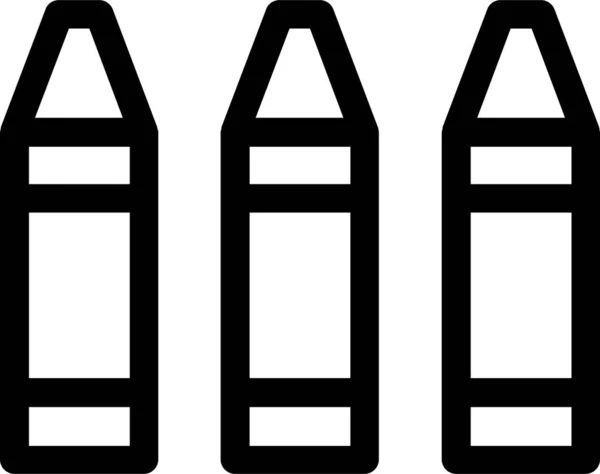 Crayons Icon Outline Style Kindergarten Sign Symbol Isolated White Background — Stockvektor