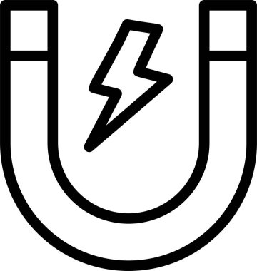 Magnet Icon With Outline Style, Science Sign And Symbol Isolated On White Background