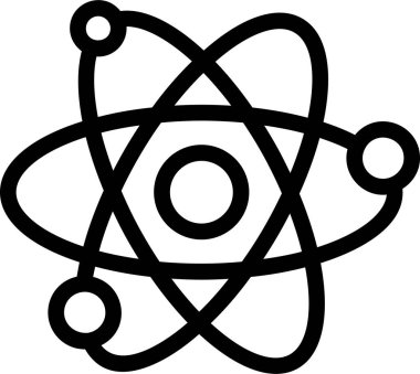 Atom Icon With Outline Style, Science Sign And Symbol Isolated On White Background