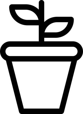 Pot Plant Icon With Outline Style, Agriculture Sign And Symbol Isolated On White Background