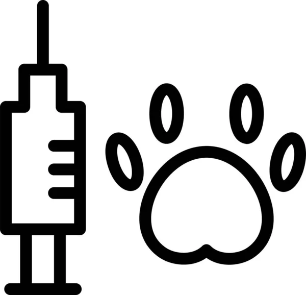 Pet Syringe Icon Outline Style Veterinary Sign Symbol Isolated White —  Vetores de Stock