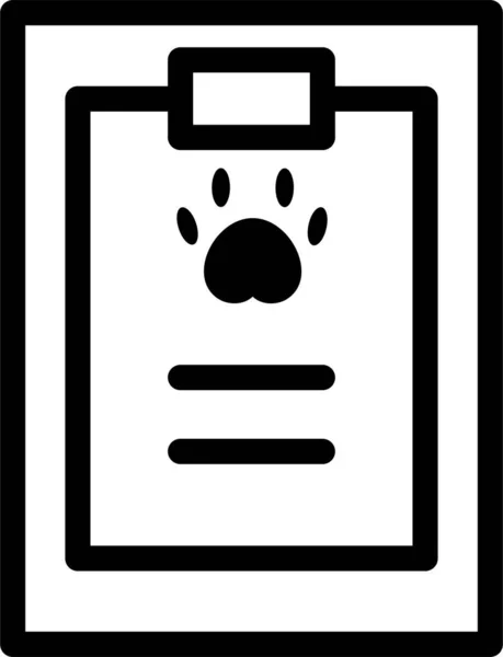 Clipboard Icon Outline Style Veterinary Sign Symbol Isolated White Background —  Vetores de Stock