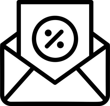 Mail Discount Icon With Outline Style, Sales Sign And Symbol Isolated On White Background