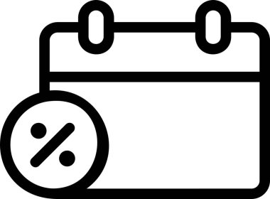 Discount Date Icon With Outline Style, Sales Sign And Symbol Isolated On White Background