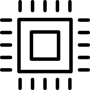 CPU Icon With Outline Style, Networking Sign And Symbol Isolated On White Background