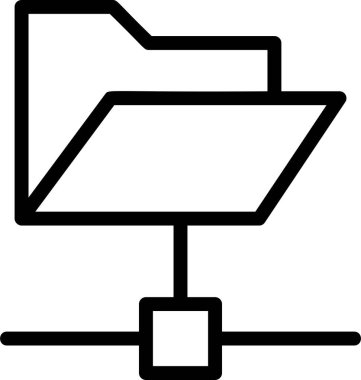 Data Folder Icon With Outline Style, Networking Sign And Symbol Isolated On White Background