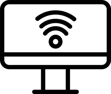Computer Wi Fi Icon With Outline Style, Networking Sign And Symbol Isolated On White Background