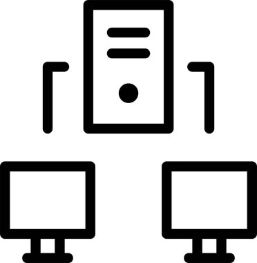 Computer Server Icon With Outline Style, Networking Sign And Symbol Isolated On White Background