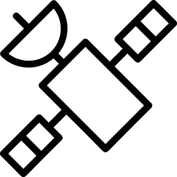 Satellite Icon Outline Style Networking Sign Symbol Isolated White Background — Stok Vektör
