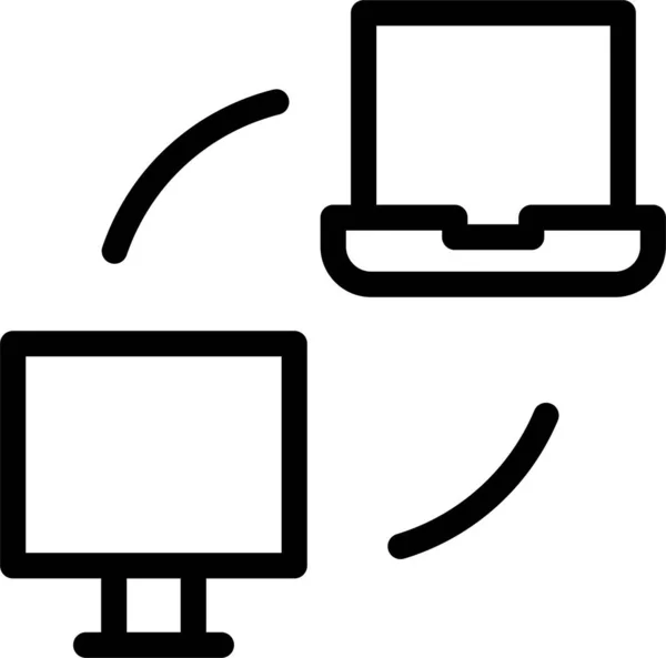 Data Sharing Icon Outline Style Networking Sign Symbol Isolated White — Vector de stock