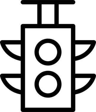 Traffic Light Icon With Outline Style, Driving School Sign And Symbol Isolated On White Background