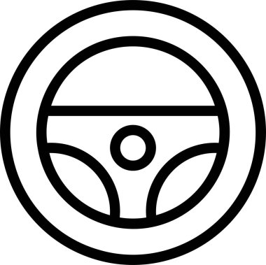 Steering Wheel Icon With Outline Style, Driving School Sign And Symbol Isolated On White Background