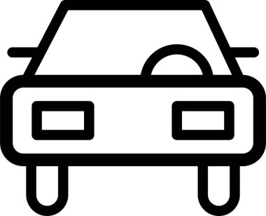 Car Icon With Outline Style, Driving School Sign And Symbol Isolated On White Background