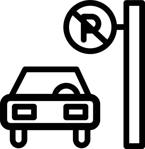 Parking Icon Outline Style Driving School Sign Symbol Isolated White — Stockvektor