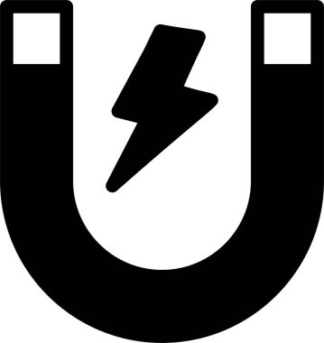 Magnet Icon With Glyph Style, Science Sign And Symbol Isolated On White Background